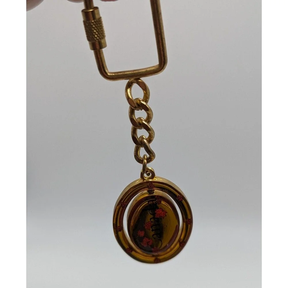 Vintage Canada Flippable Swivel Metal Enamel Keychain 4